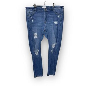 Lane Bryant Signature Fit Mid Rise Skinny Distressed Blue Jeans Women’s Size 20
